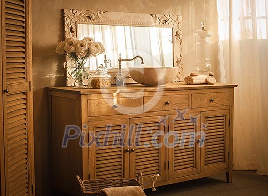Wooden bathroom interior Wooden bathroom interior