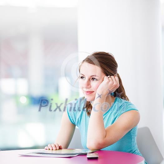 Pretty young woman using her mobile phone/speaking on the phone in a public area (shallow DOF; color toned image) Pretty young woman using her mobile phone/speaking on the phone in a public area (shallow DOF; color toned image)