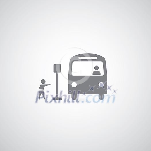 Bus symbol on gray background Bus symbol on gray background