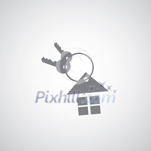 house keychain icon on gray background house keychain icon on gray background