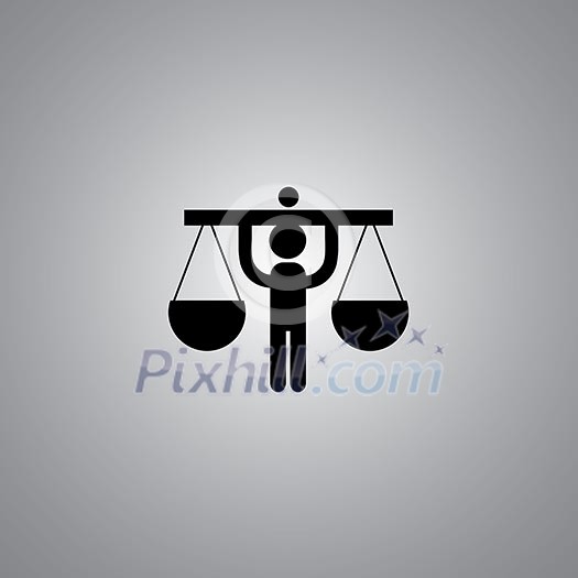 justice symbol on gray background justice symbol on gray background