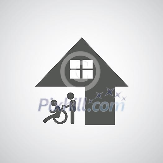 disabled care sign on gray background disabled care sign on gray background