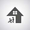 disabled care sign on gray background 