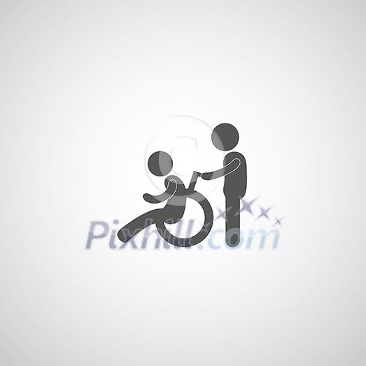disabled care sign on gray background disabled care sign on gray background