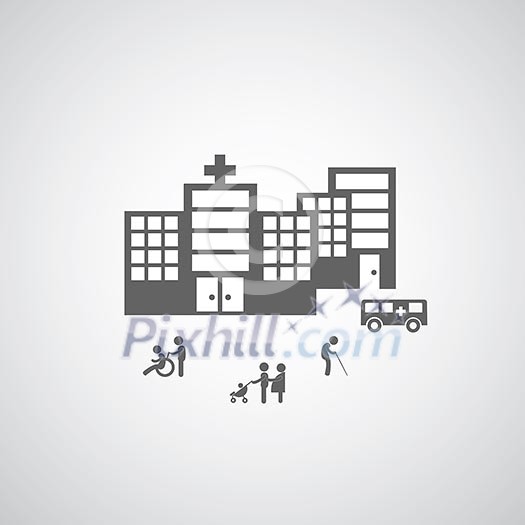 hospital symbol design on gray background hospital symbol design on gray background