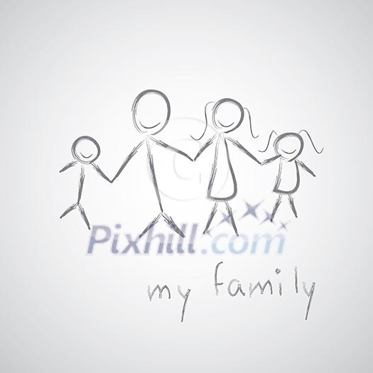 my family sketch on gray background my family sketch on gray background