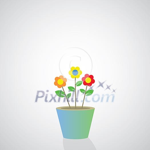 flowerpot vector cartoon on gray background flowerpot vector cartoon on gray background