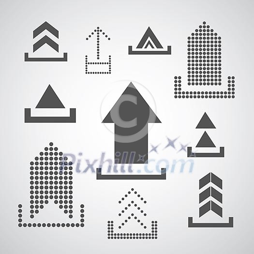 Vector upload icon on gray background Vector upload icon on gray background