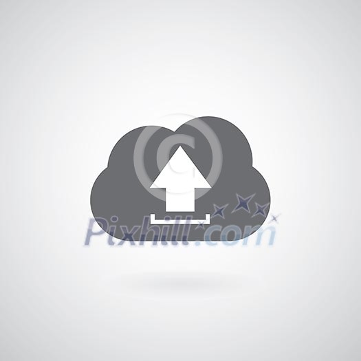 upload to cloud symbol on gray background upload to cloud symbol on gray background