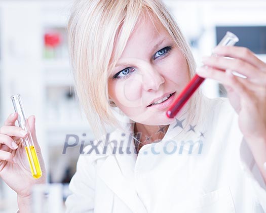 portrait of a female researcher/chemistry student carrying out research in a lab portrait of a female researcher/chemistry student carrying out research in a lab