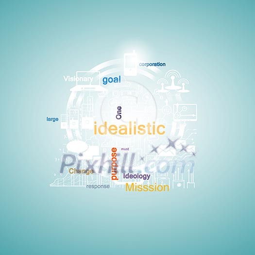 Background image with business sketch strategy and icons Background image with business sketch strategy and icons