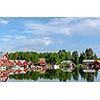 Red wooden houses in the swedish arcipielago