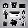 Finance and money symbol on gray background