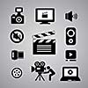 media symbol on gray background