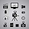 photography icons set on gray background