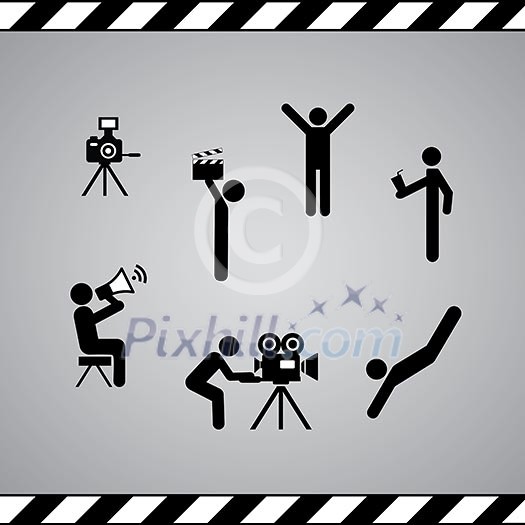 media production symbol on gray background