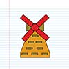 vector hand drawn cartoon of windmill