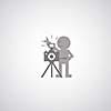 camera symbol on gray background