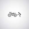 technician and motorcycle symbol on gray background
