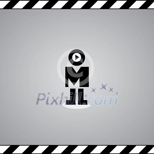human symbol for play button on gray background human symbol for play button on gray background