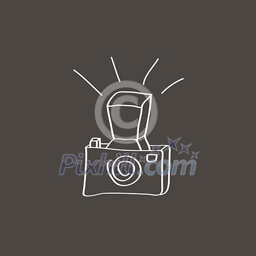Camera hand drawn on gray background Camera hand drawn on gray background