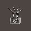 Camera hand drawn on gray background