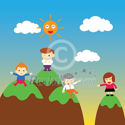 summer vector cartoon in nature summer vector cartoon in nature