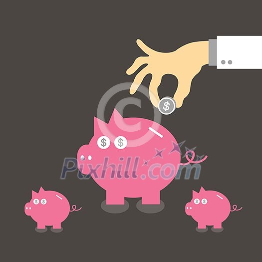 vector cartoon piggy bank saving money vector cartoon piggy bank saving money