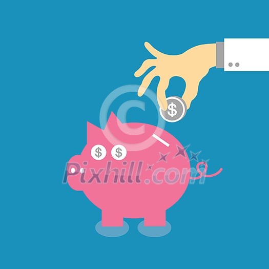vector cartoon piggy bank saving money vector cartoon piggy bank saving money