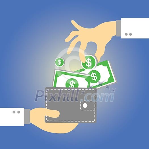 Wallet money vector cartoon style Wallet money vector cartoon style