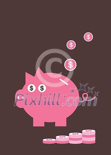 vector cartoon piggy bank saving money vector cartoon piggy bank saving money