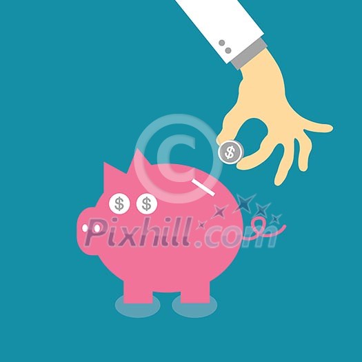 vector cartoon piggy bank saving money vector cartoon piggy bank saving money