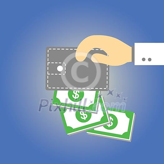 Wallet money vector cartoon style Wallet money vector cartoon style