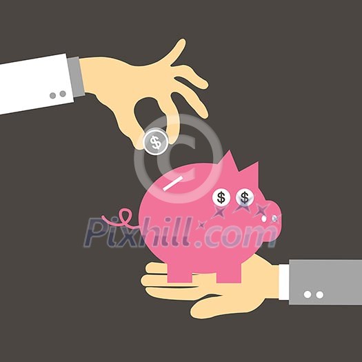 vector cartoon piggy bank saving money vector cartoon piggy bank saving money