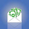 Dollars in an envelope vector cartoon style 