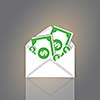 Dollars in an envelope vector cartoon style 