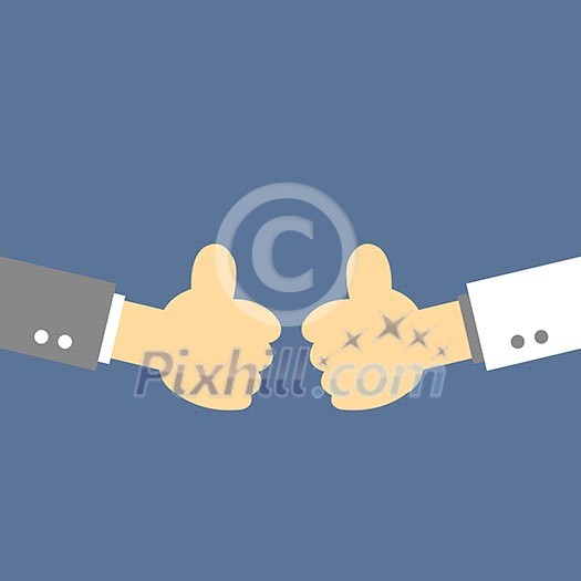 two thumb vector cartoon style