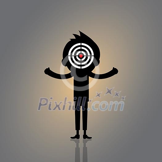 dark man with target dartboard vector cartoon dark man with target dartboard vector cartoon
