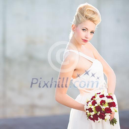 Gorgeous bride on her wedding day (color toned image; shallow DOF) Gorgeous bride on her wedding day (color toned image; shallow DOF)