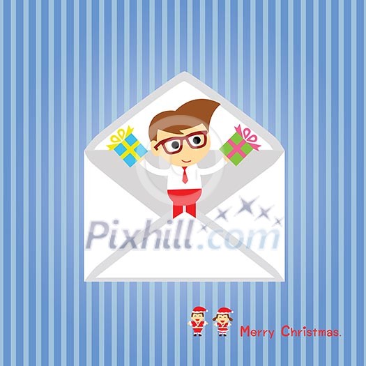Businessman vector cartoon for merry christmas Businessman vector cartoon for merry christmas