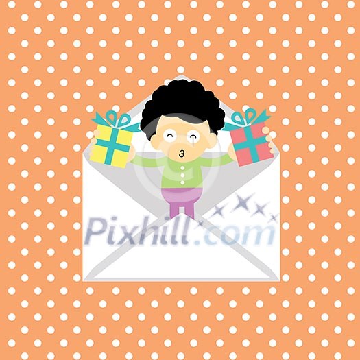 boy vector cartoon for greeting card boy vector cartoon for greeting card