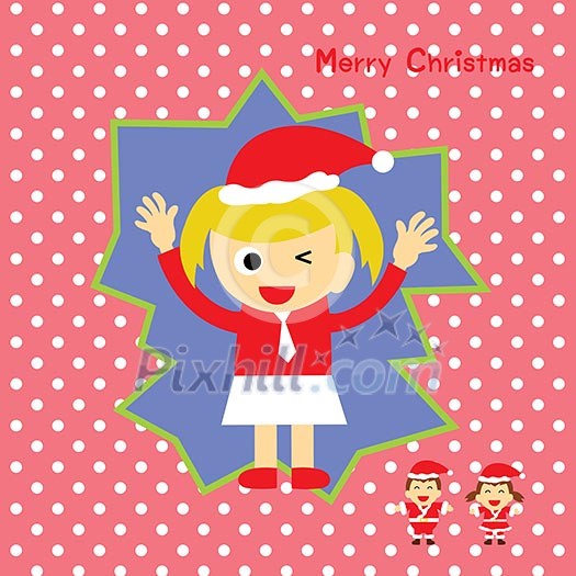 Santa claus girl vector cartoon style for greeting Santa claus girl vector cartoon style for greeting