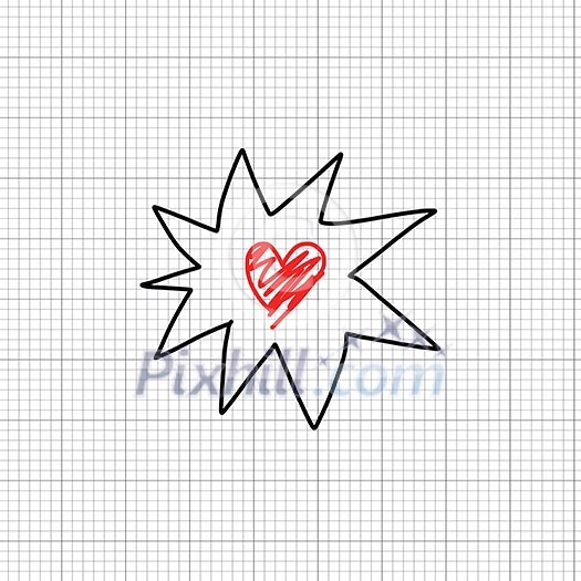 heart hand drawn on notebook stripes heart hand drawn on notebook stripes