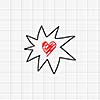 heart hand drawn on notebook stripes 