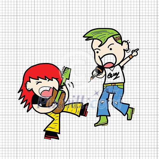 musician cartoon sketch on notebook stripes musician cartoon sketch on notebook stripes