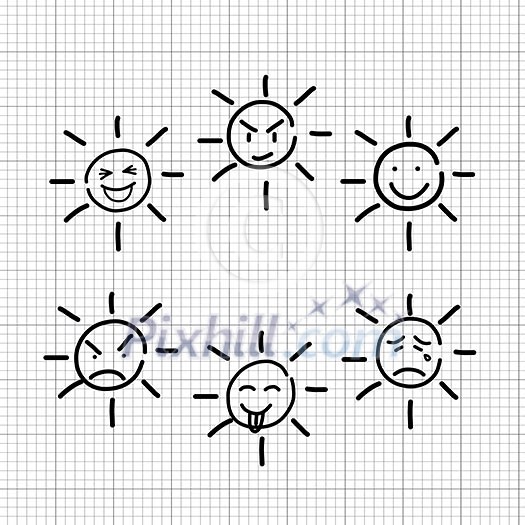 sun emotion sketch on notebook stripes sun emotion sketch on notebook stripes