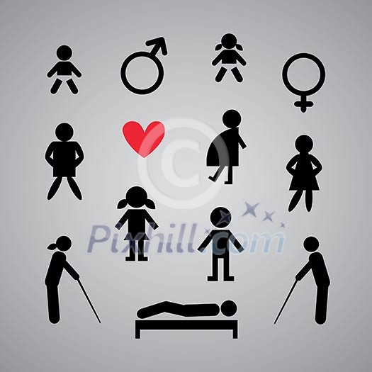 men and women gender signs set men and women gender signs set