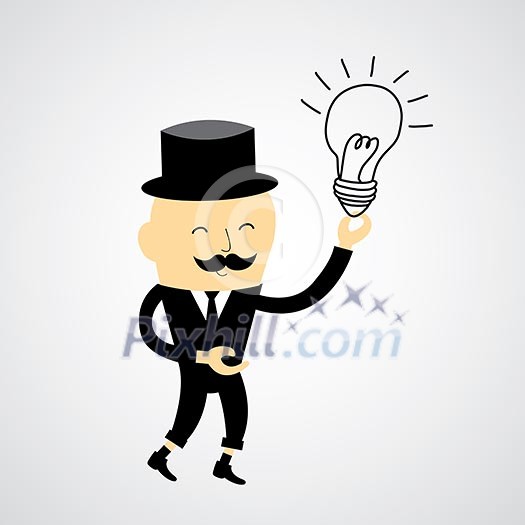 businessman and bulb idea cartoon businessman and bulb idea cartoon