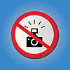 sticker no photography allowed on blue background