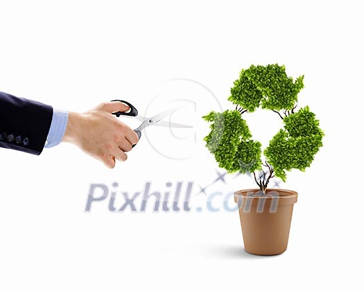 Image of plant pot with recycle symbol Image of plant pot with recycle symbol